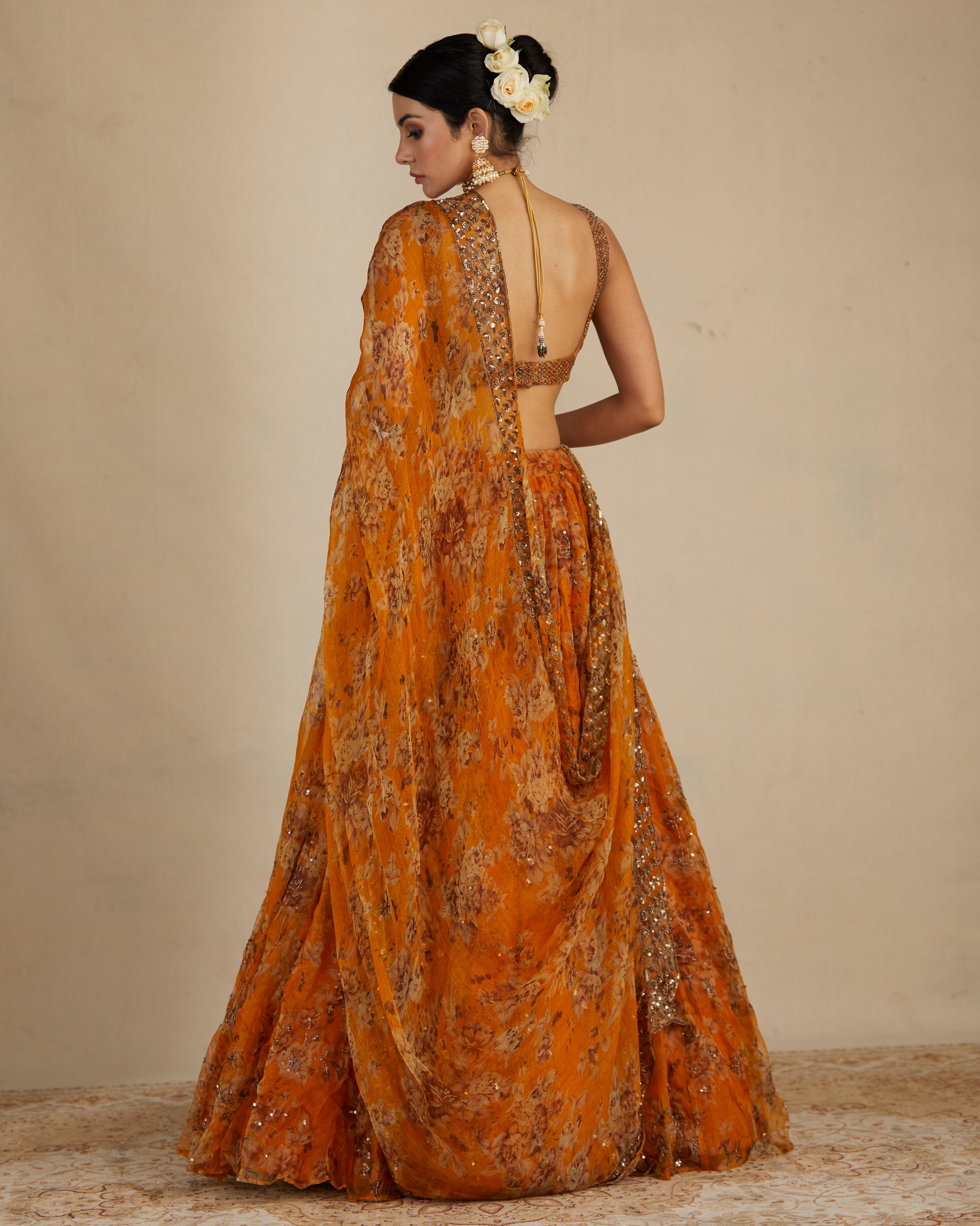 Mustard Floral Lehenga Set