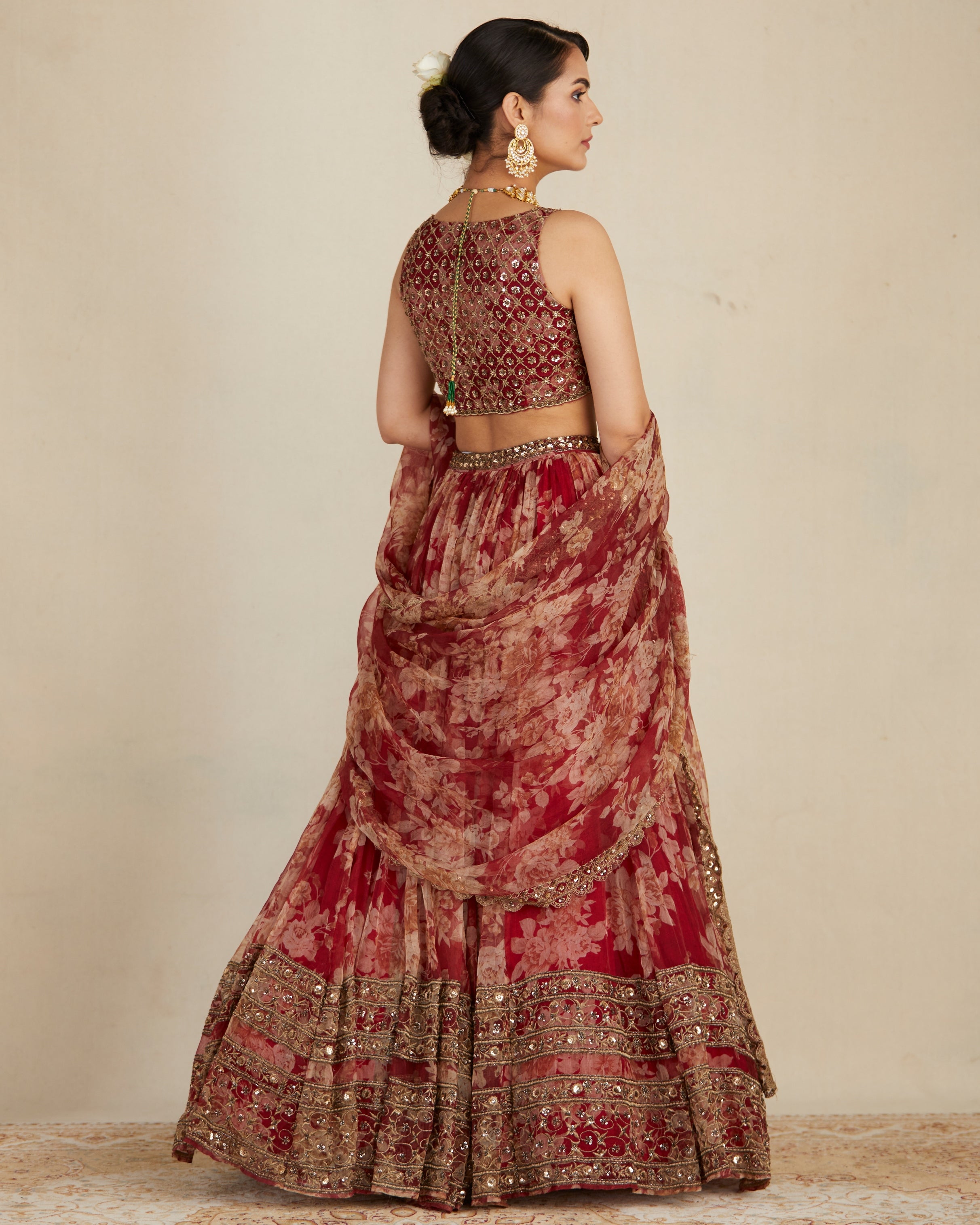 Red Floral Lehenga Set