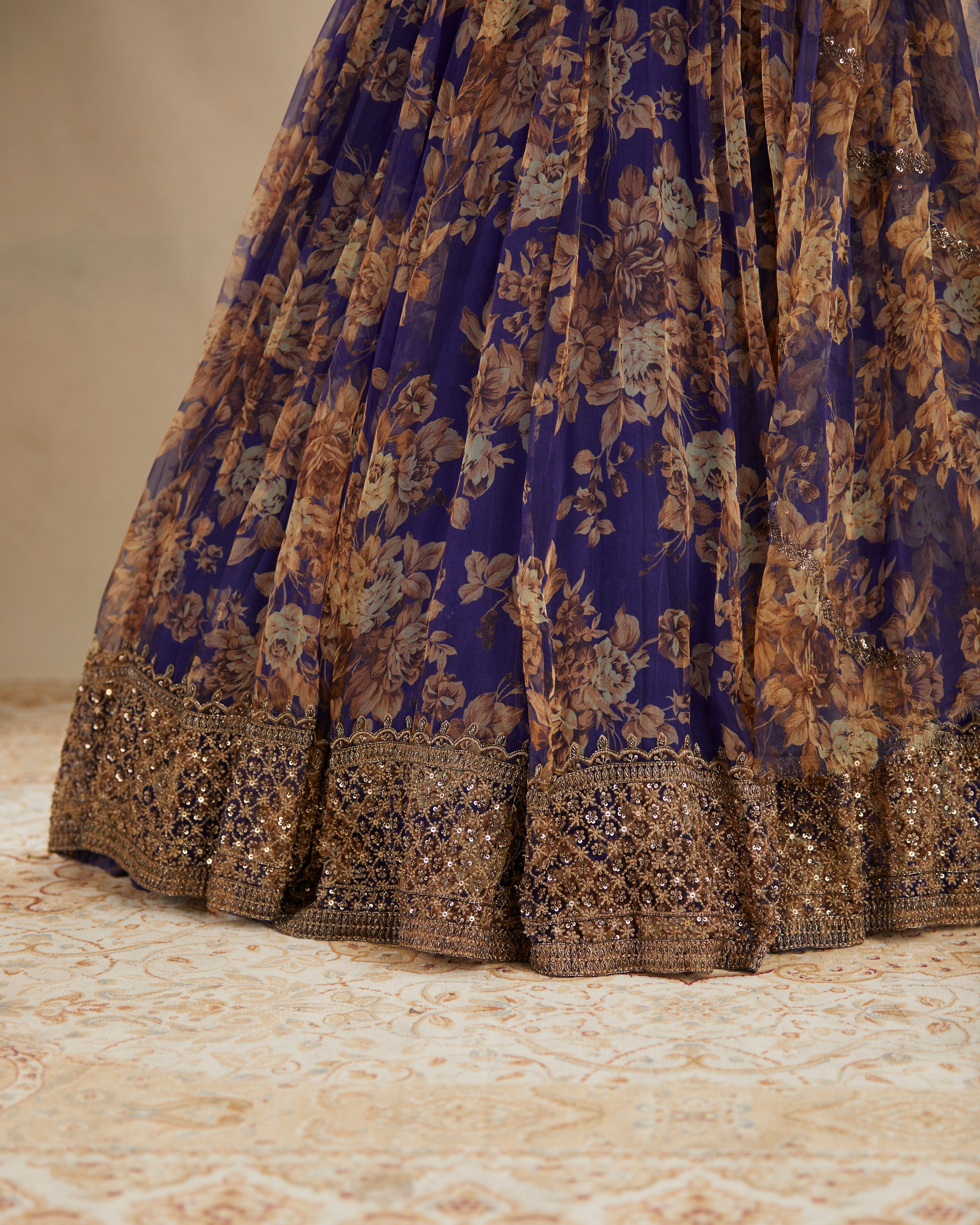 Purple Floral Lehenga Set