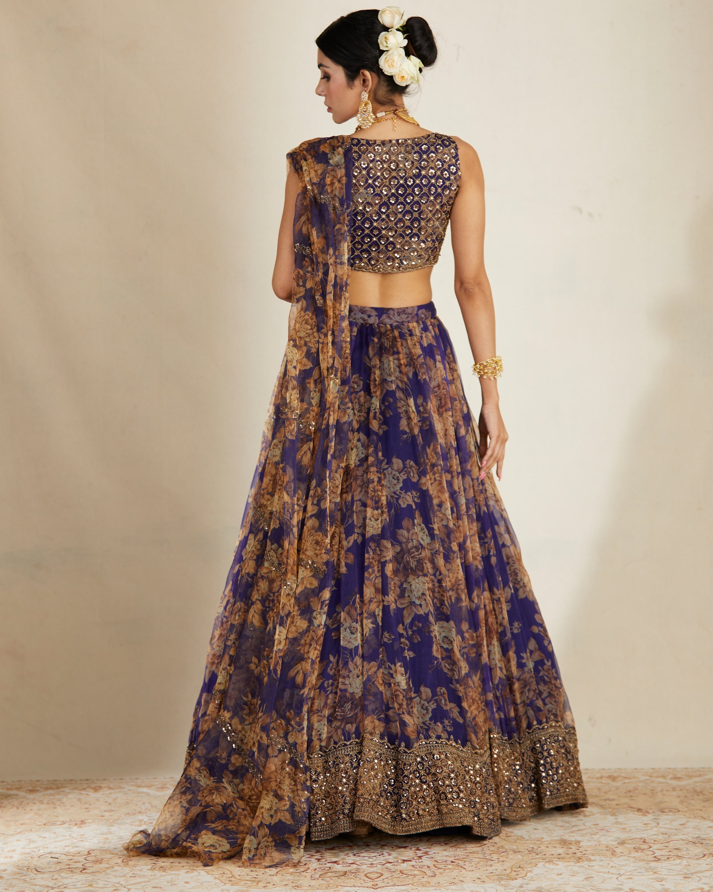 Purple Floral Lehenga Set