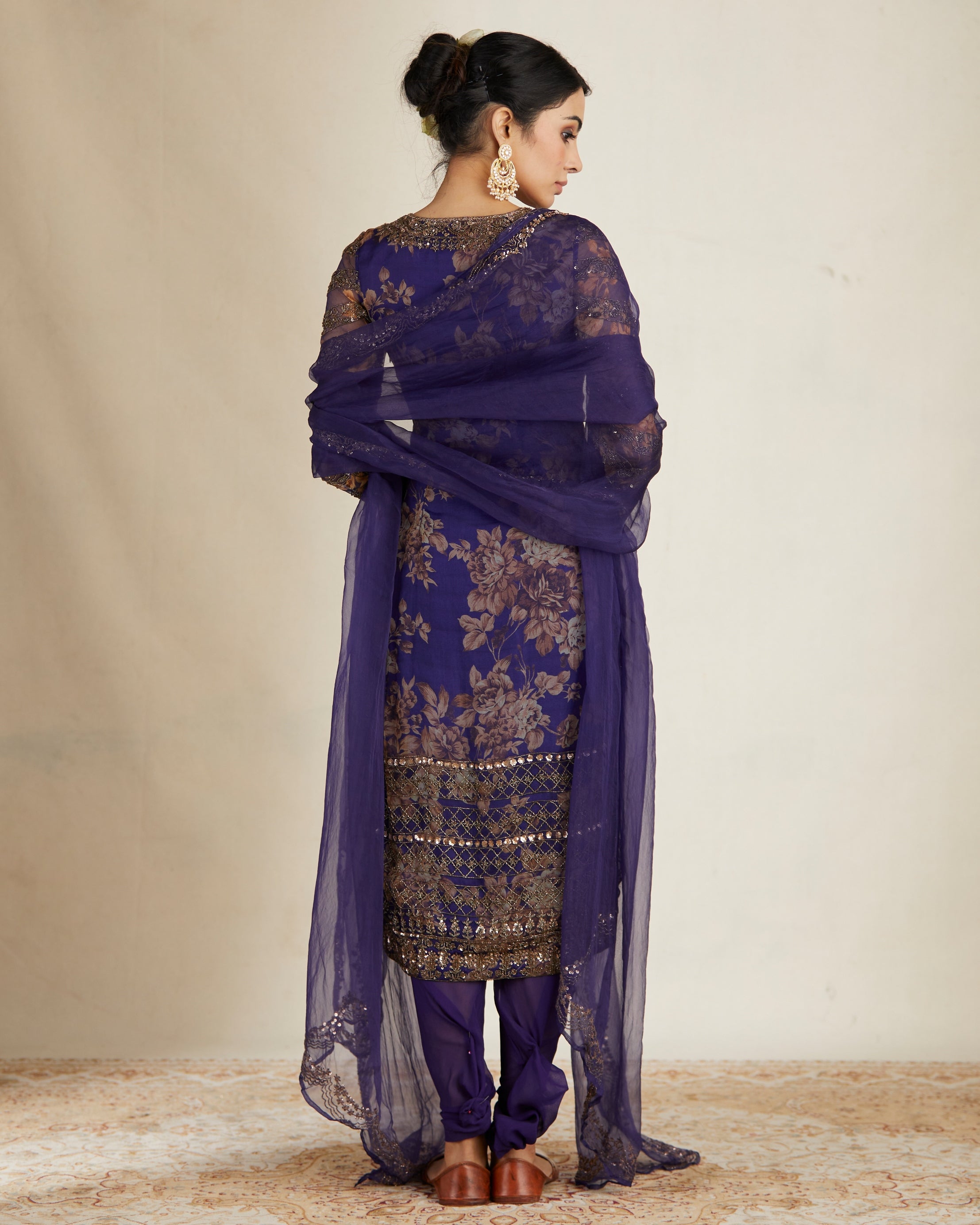 Purple Floral Kurti Set