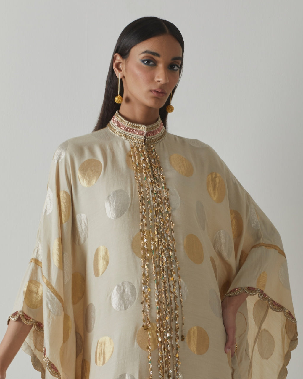 Ivory Silk Weave Kaftan