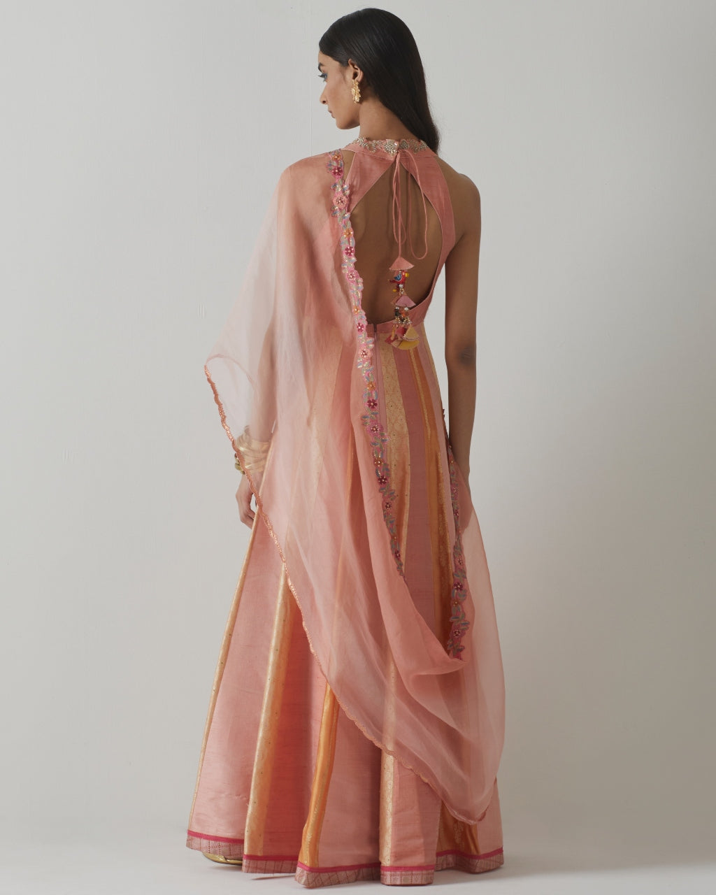 Coral Embroidered Anarkali Set