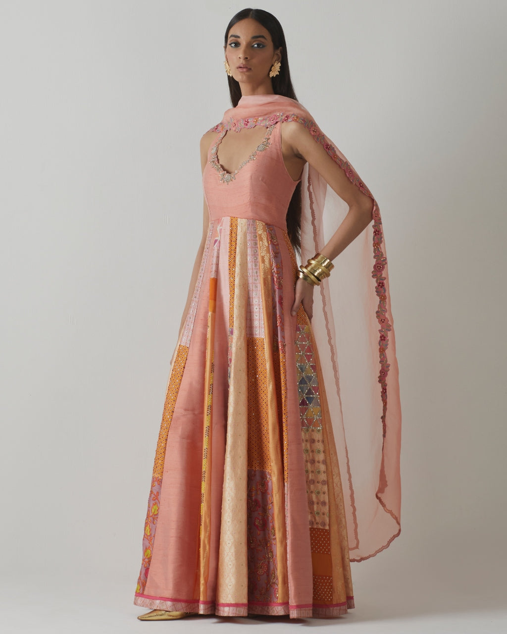 Coral Embroidered Anarkali Set