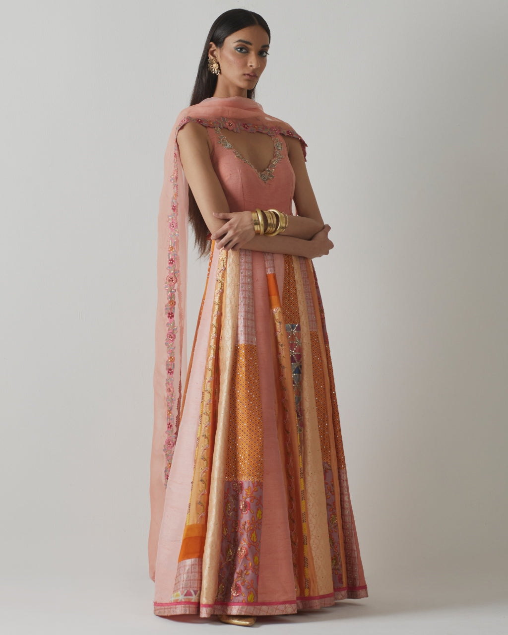 Coral Embroidered Anarkali Set