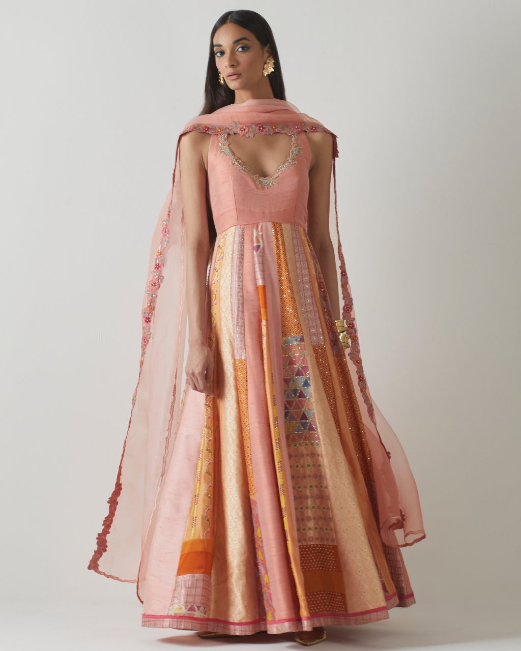 Coral Embroidered Anarkali Set