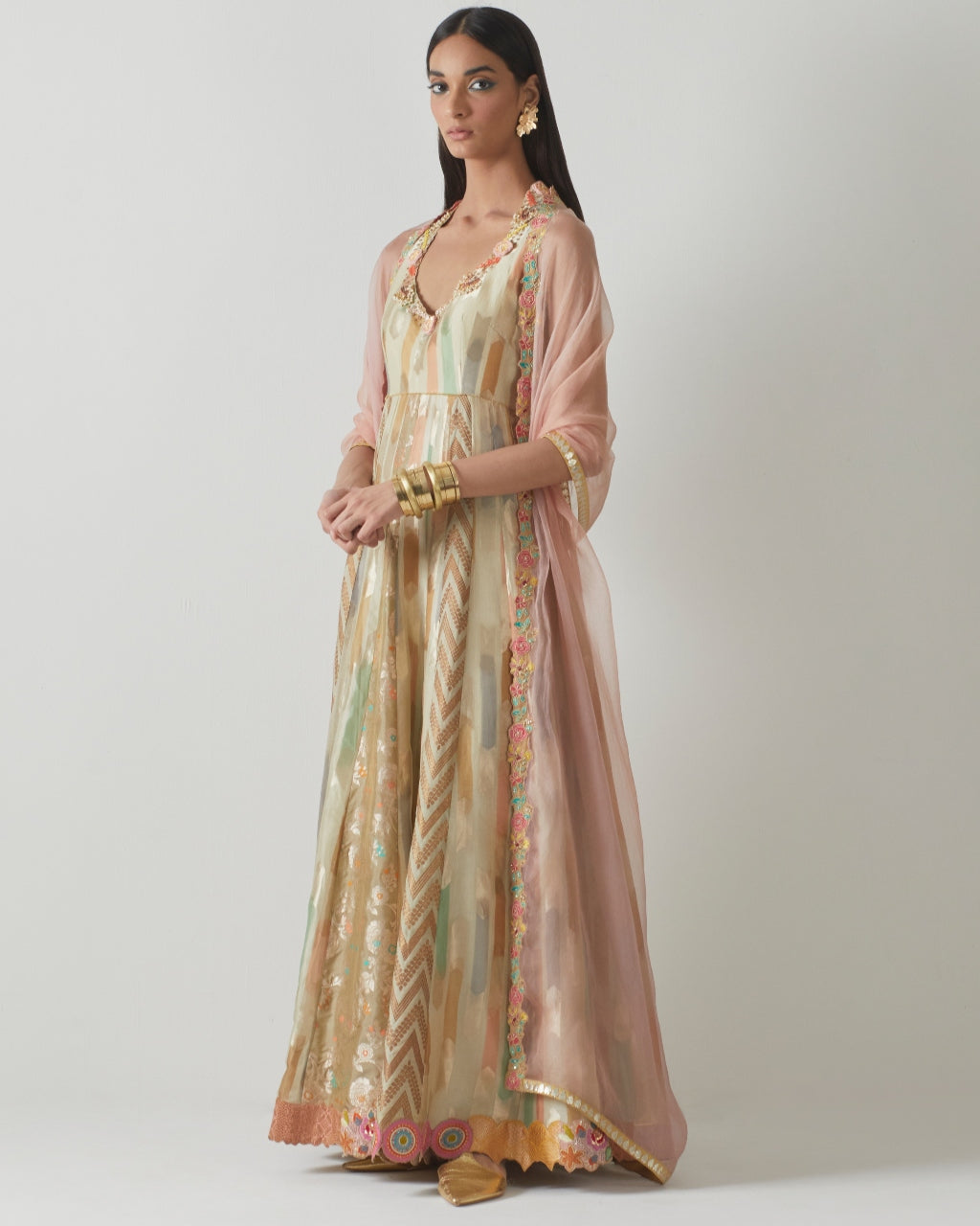 Organza Floral Anarkali Set