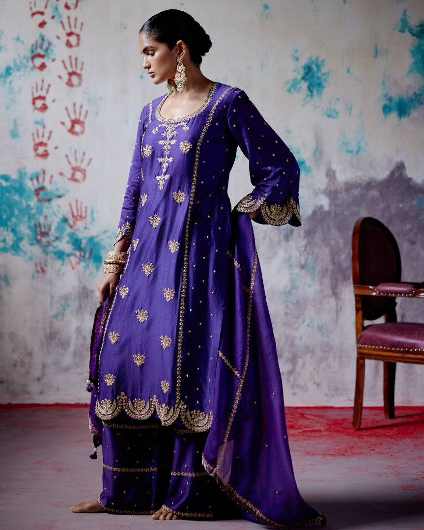 Purple Straight Kurta Set