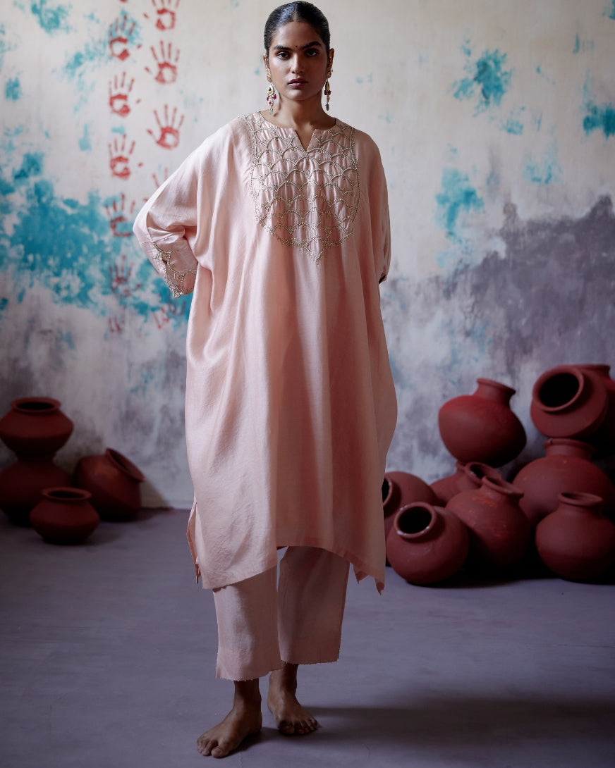 Soft Peach Kaftan Set