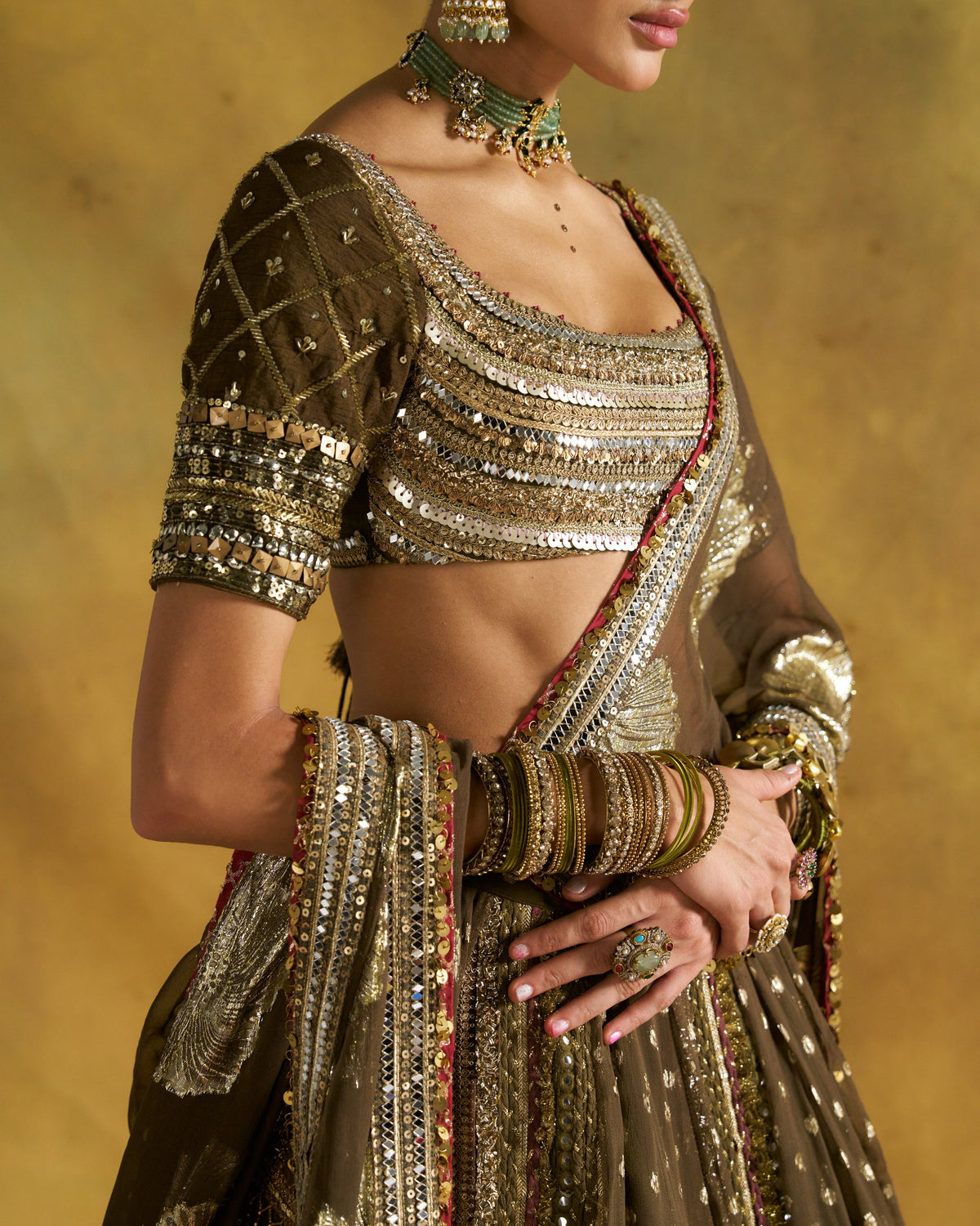 Dusty Olive Zalima Lehenga Set