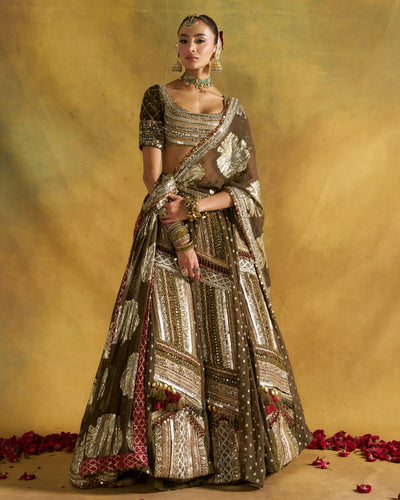 Dusty Olive Zalima Lehenga Set