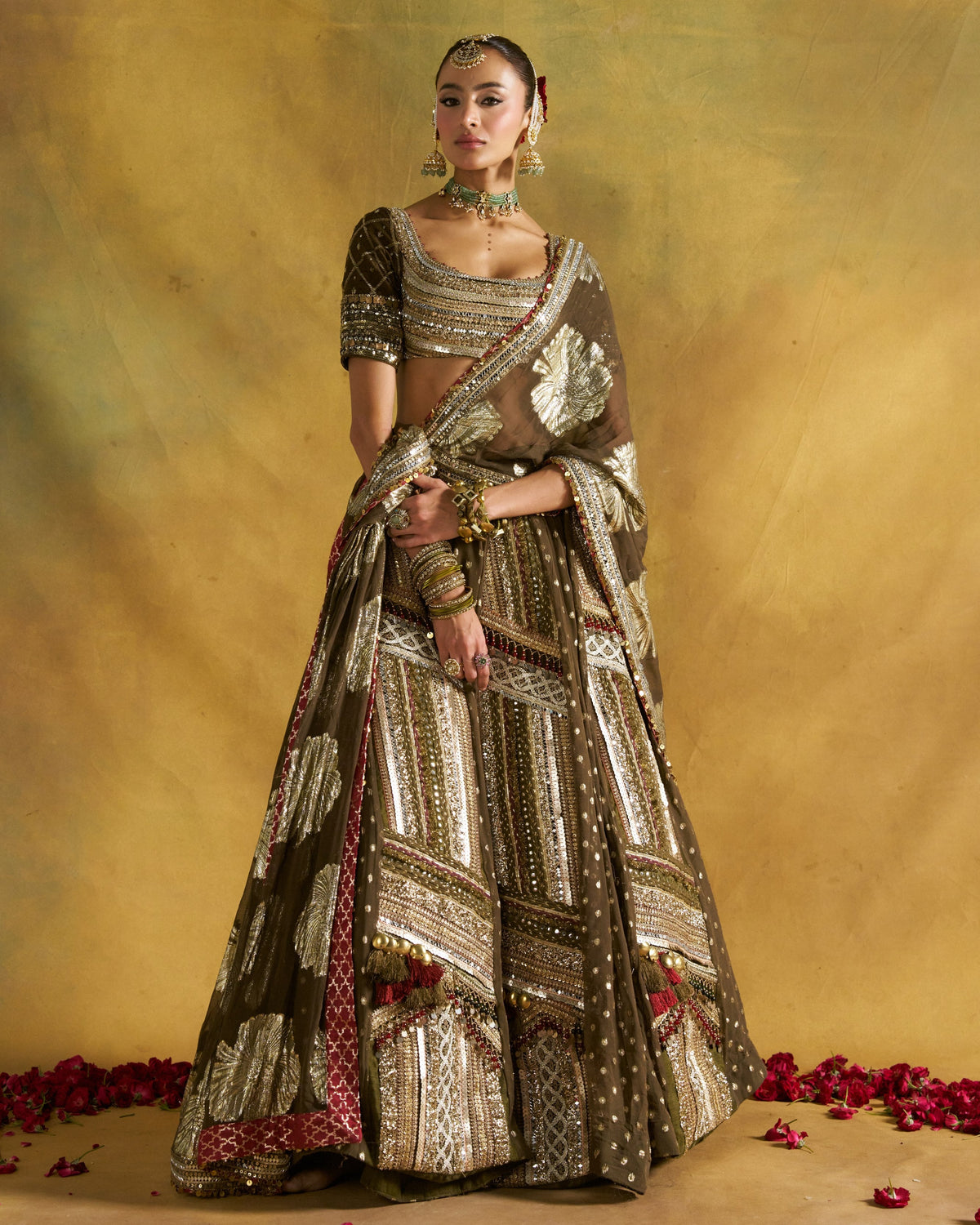 Dusty Olive Zalima Lehenga Set