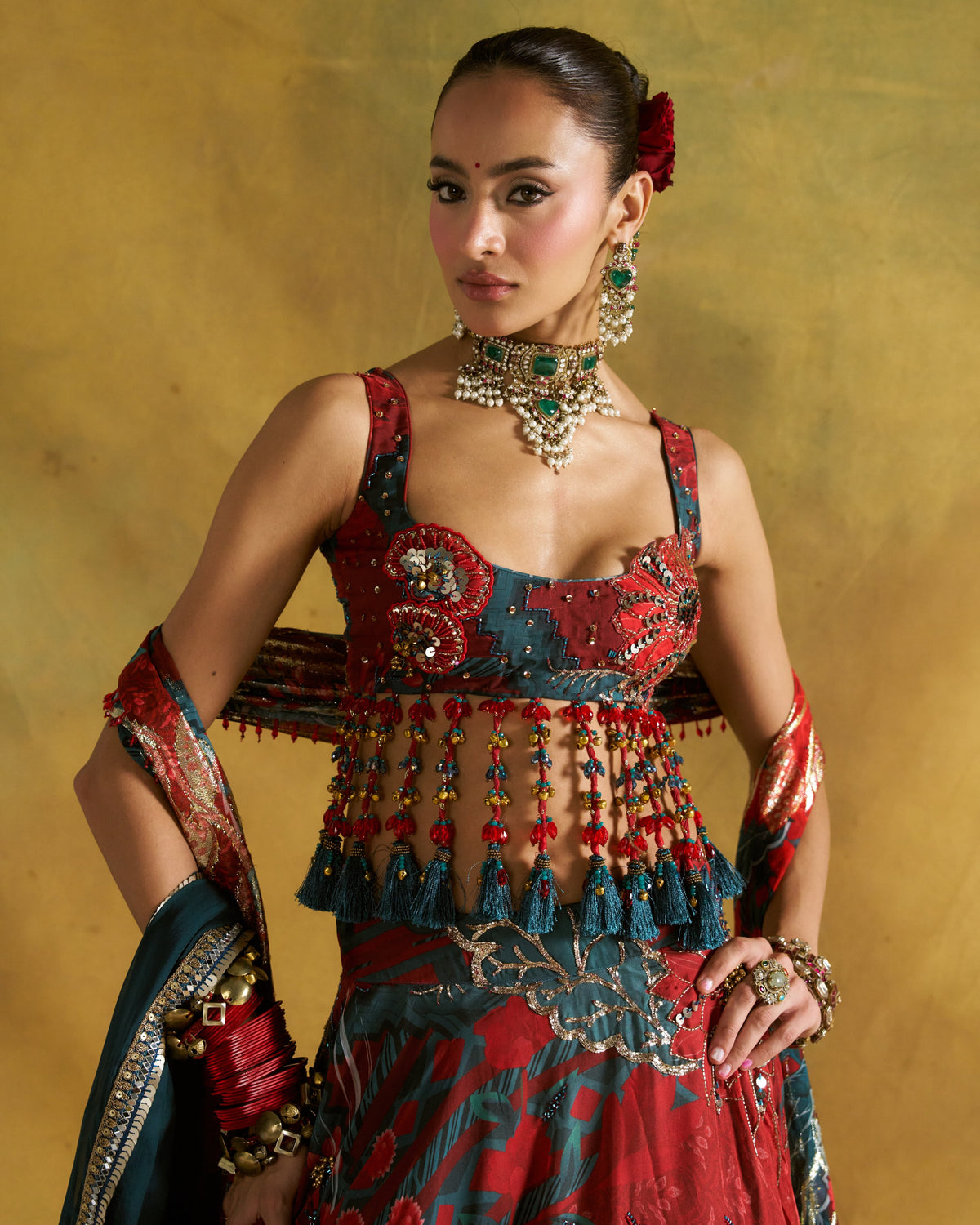 Tabasco Red Redima Lehenga Set