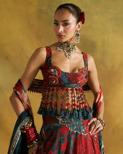 Tabasco Red Redima Lehenga Set