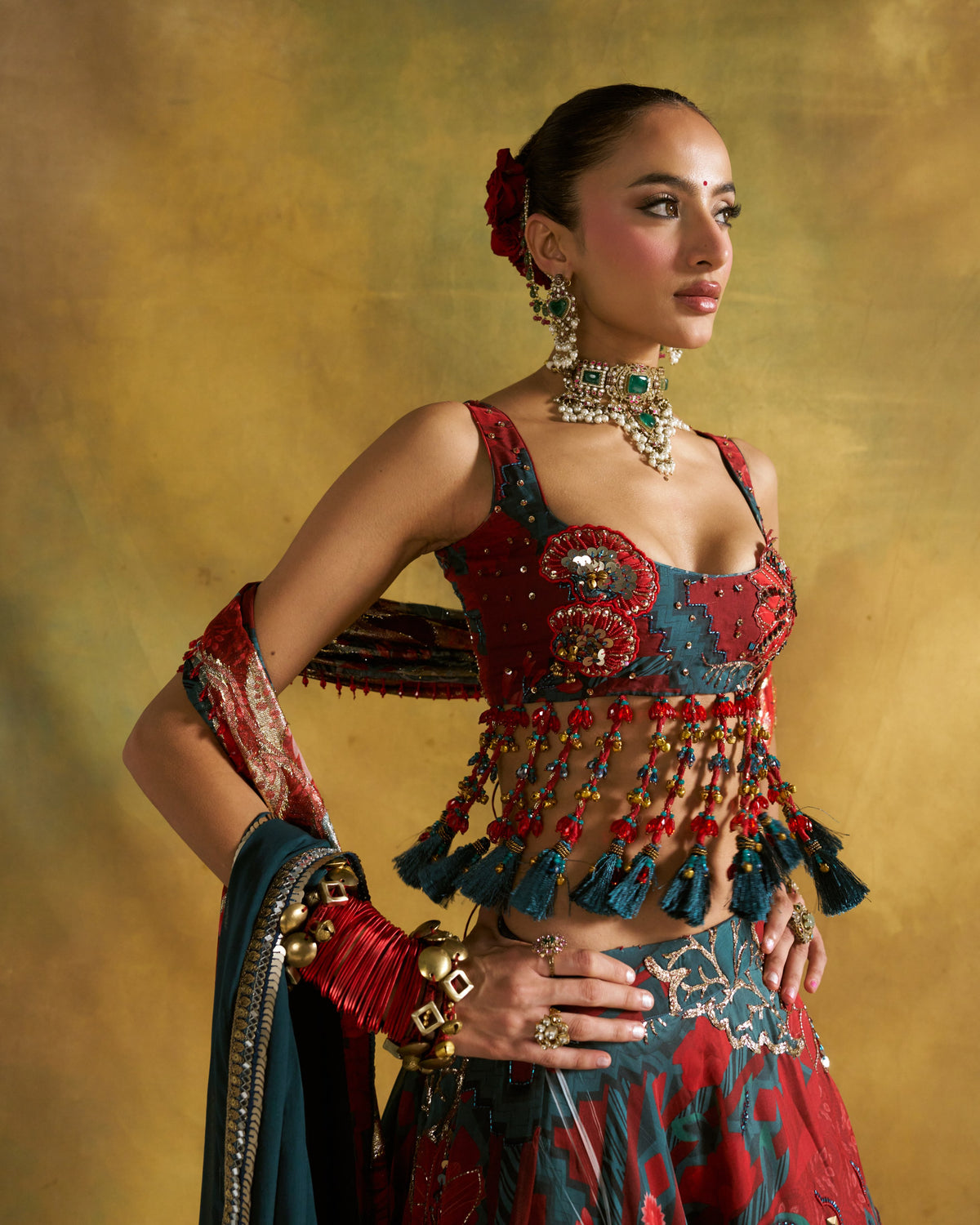 Tabasco Red Redima Lehenga Set
