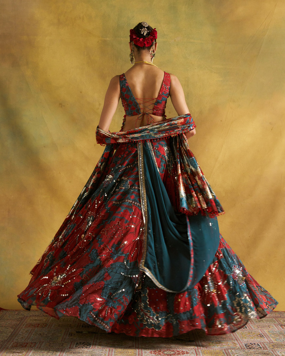 Tabasco Red Redima Lehenga Set
