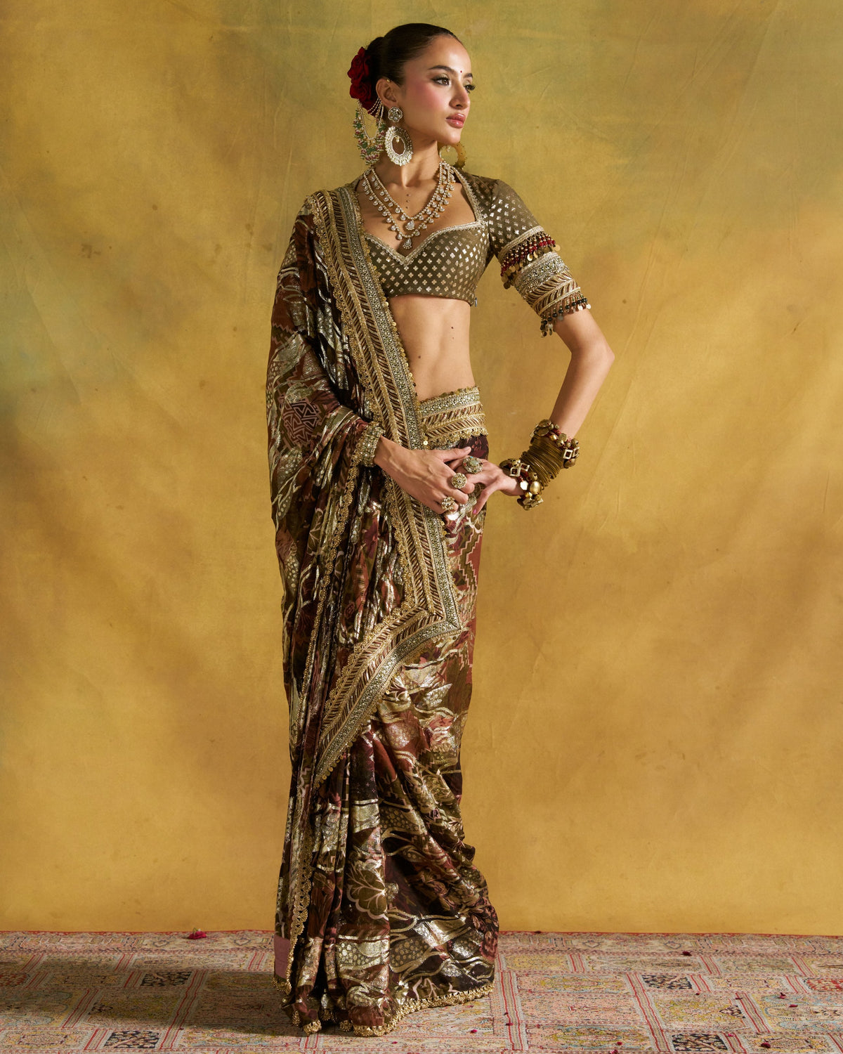 Dusty Olive Param Sundari Sari Set