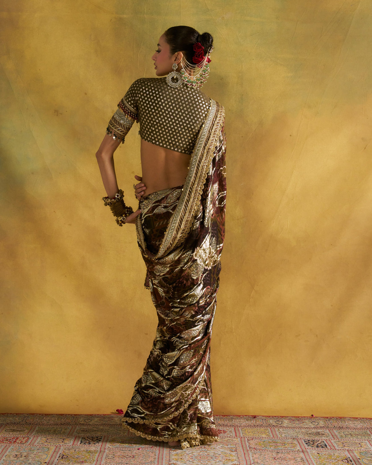 Dusty Olive Param Sundari Sari Set