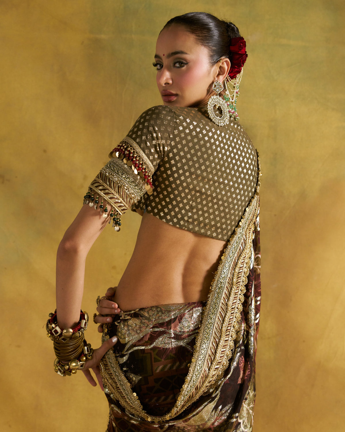Dusty Olive Param Sundari Sari Set