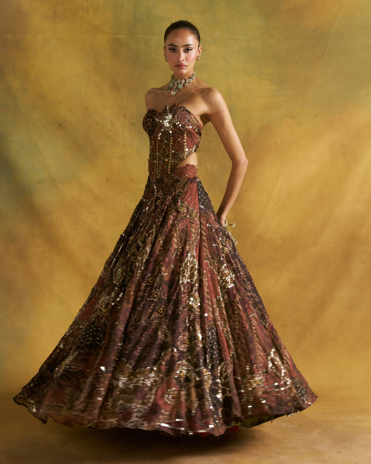 Mocha Ramta Jogi Lehenga Set