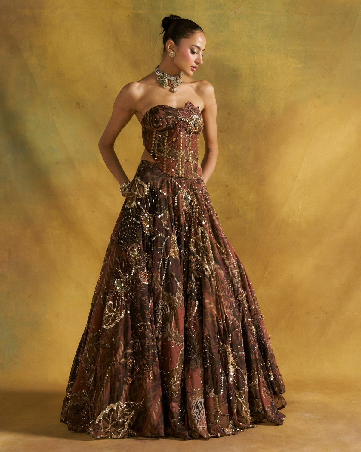 Mocha Ramta Jogi Lehenga Set