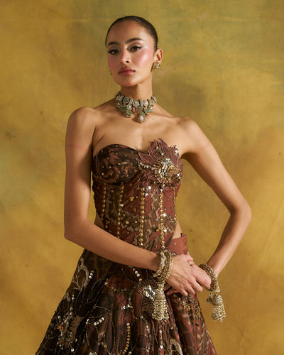 Mocha Ramta Jogi Lehenga Set
