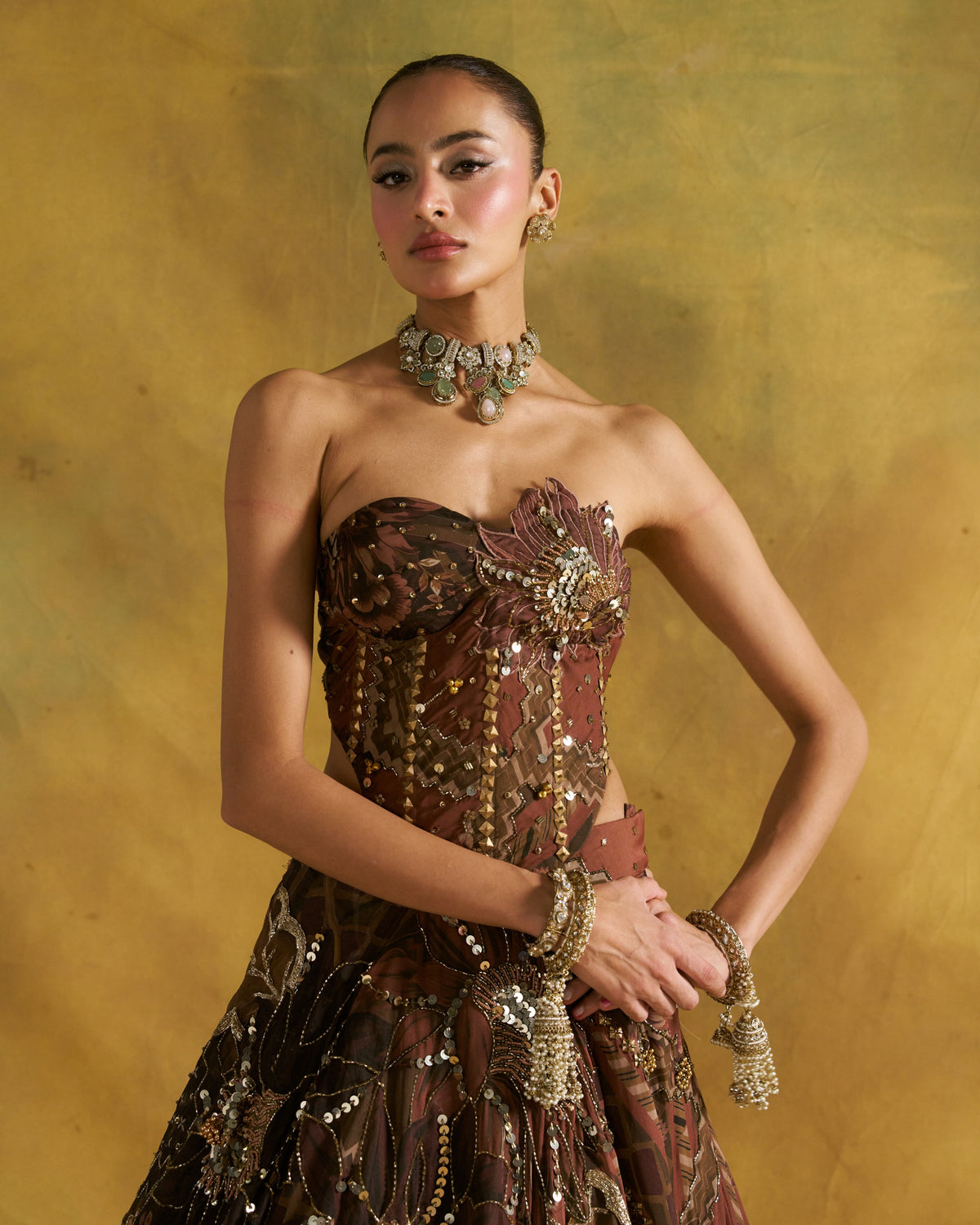 Mocha Ramta Jogi Lehenga Set