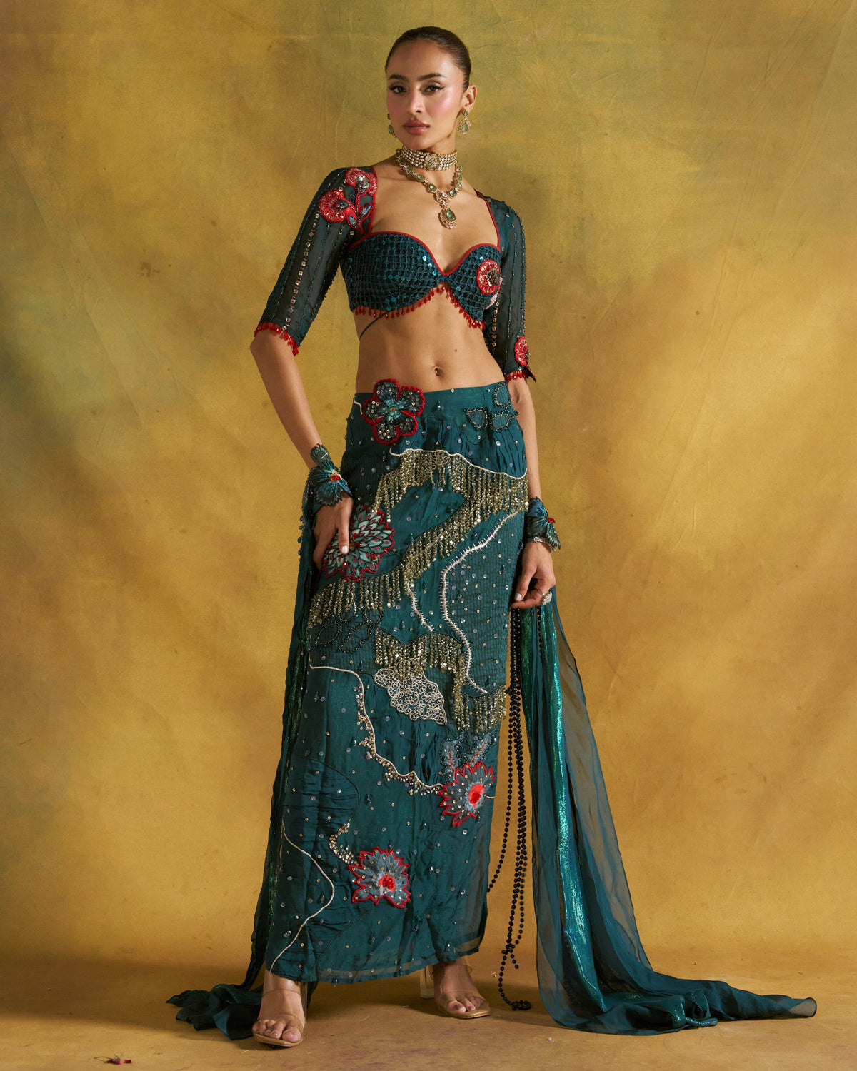 Pickle Teal Maya Column Skirt Set