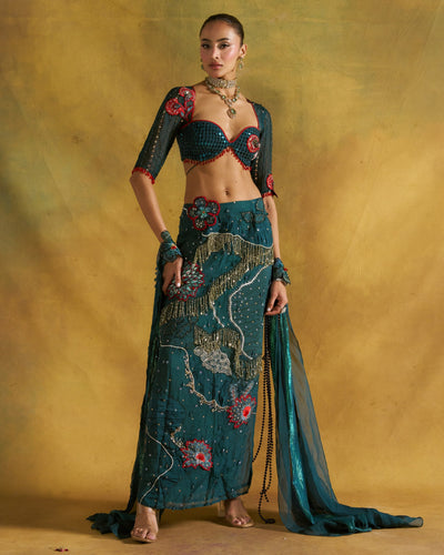 Pickle Teal Maya Column Skirt Set