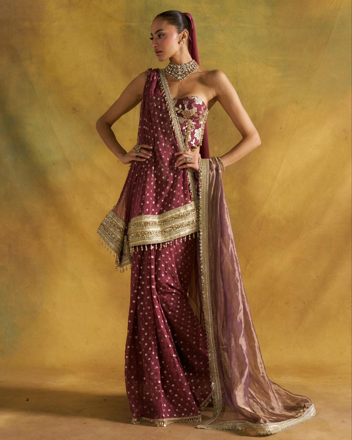 Grape Jamuni Sari Set Set