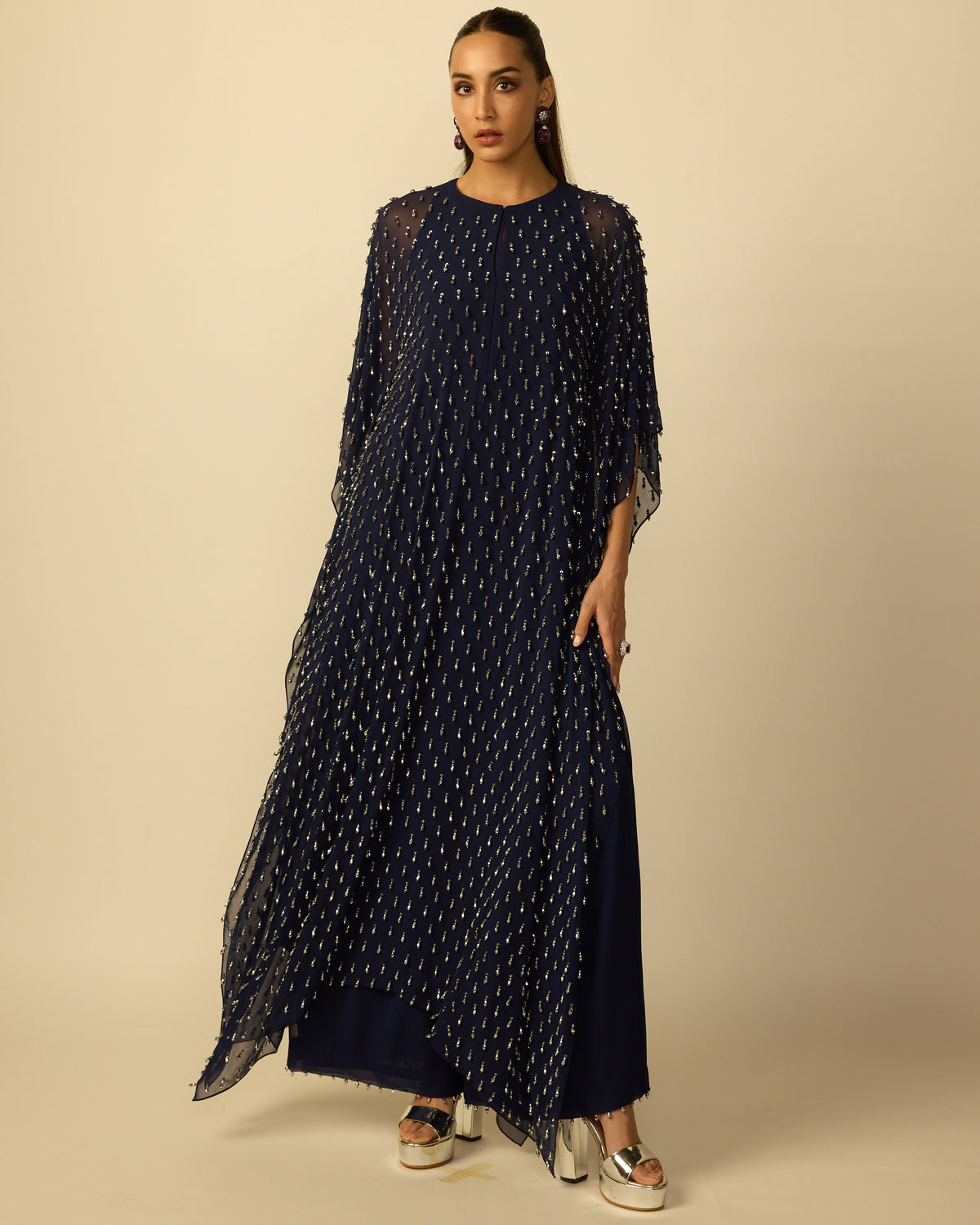 Deep Blue Silver Drop Kaftan