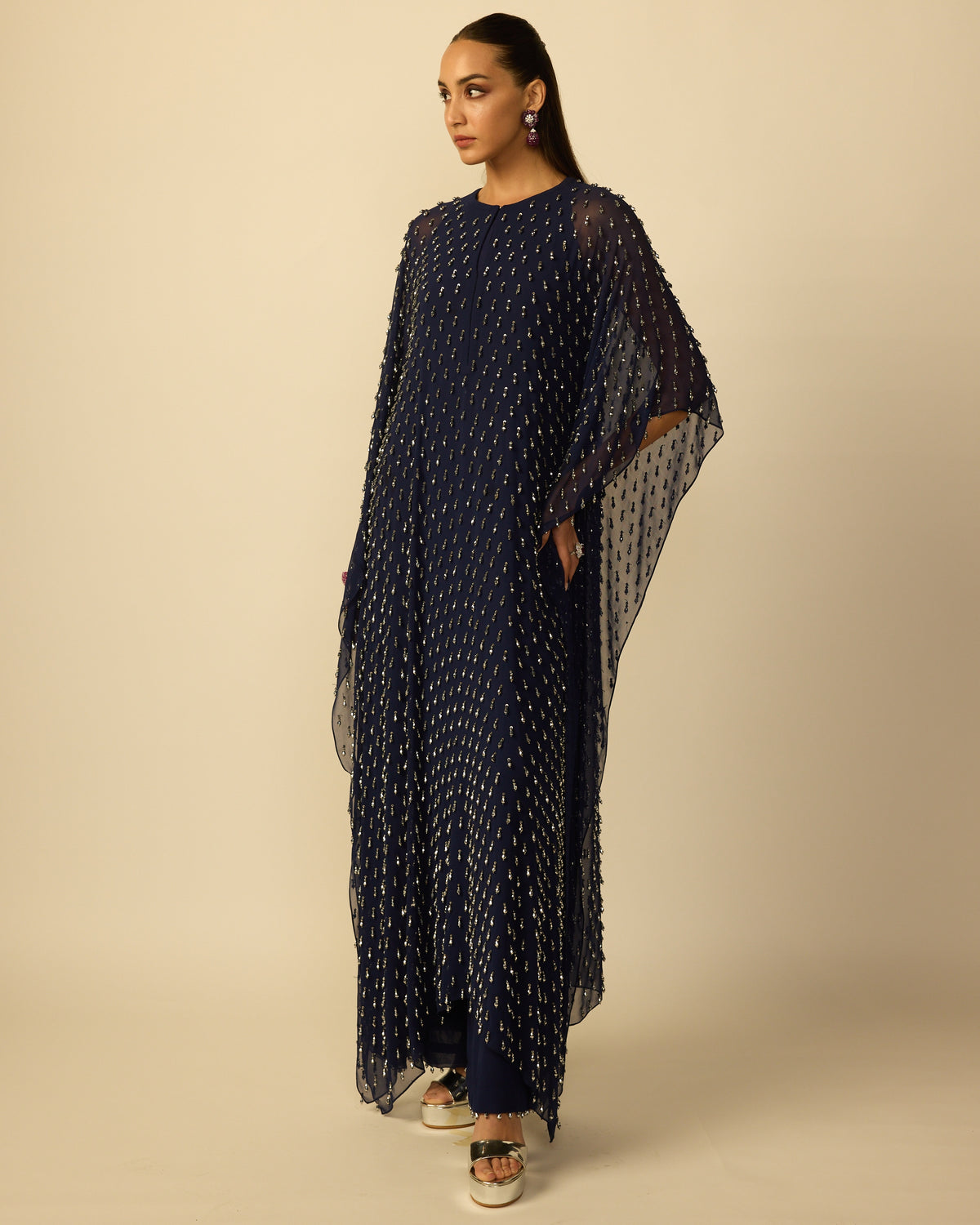 Deep Blue Silver Drop Kaftan