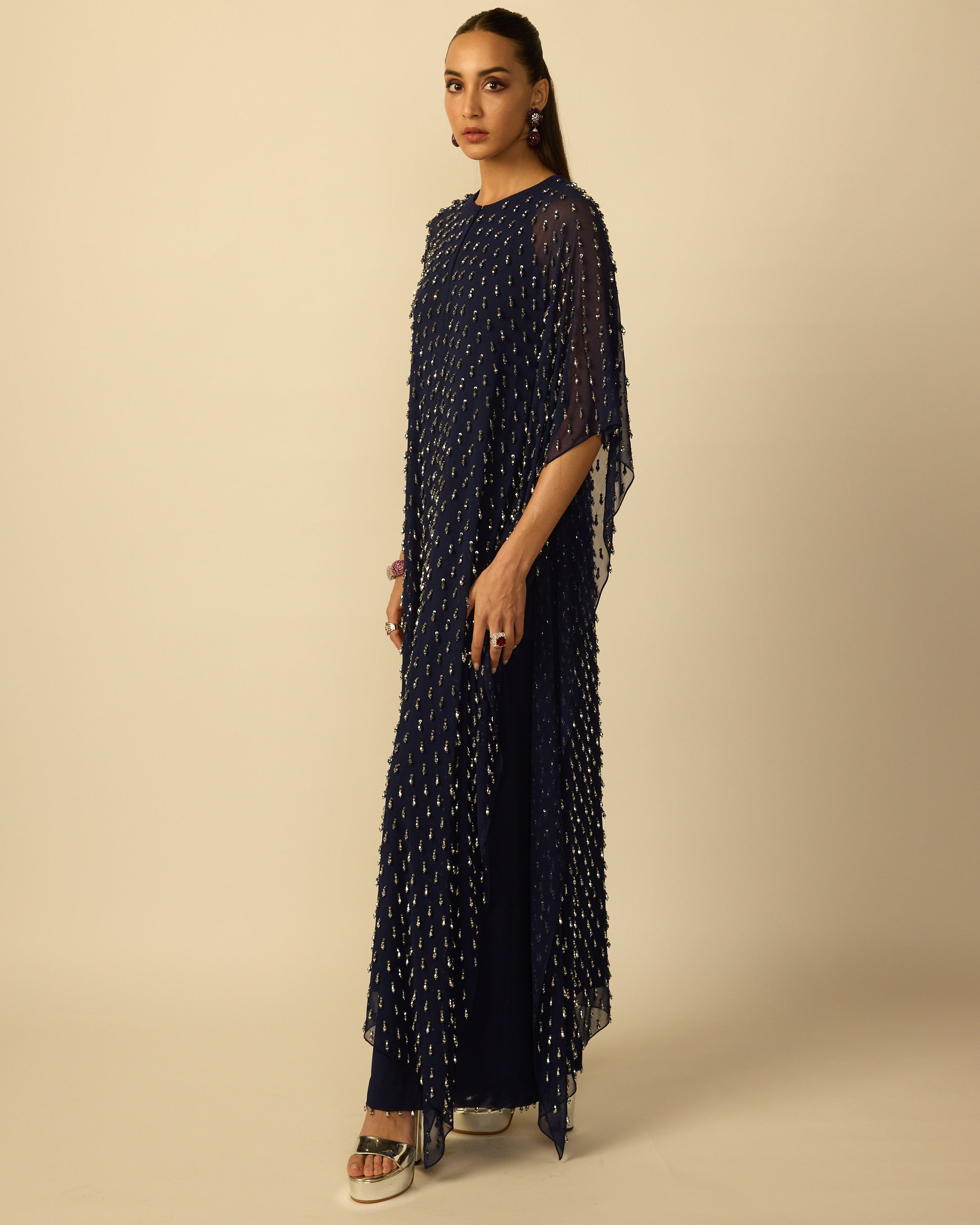 Deep Blue Silver Drop Kaftan