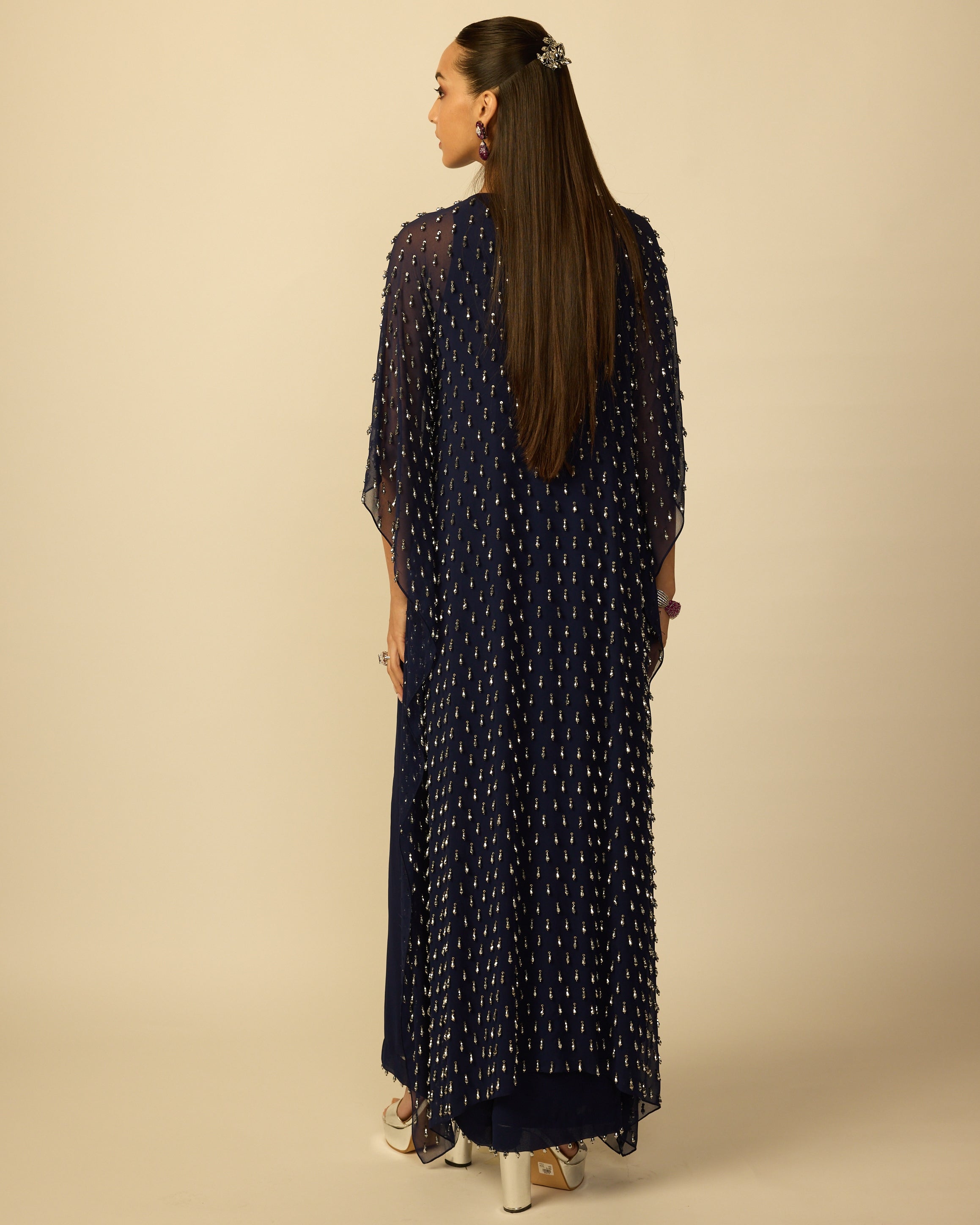 Deep Blue Silver Drop Kaftan