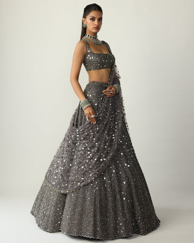 Metallic Grey Lehenga Set
