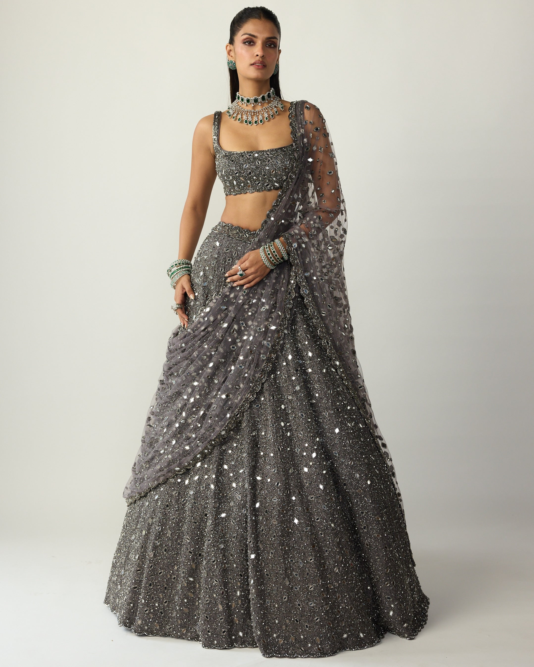 Metallic Grey Lehenga Set