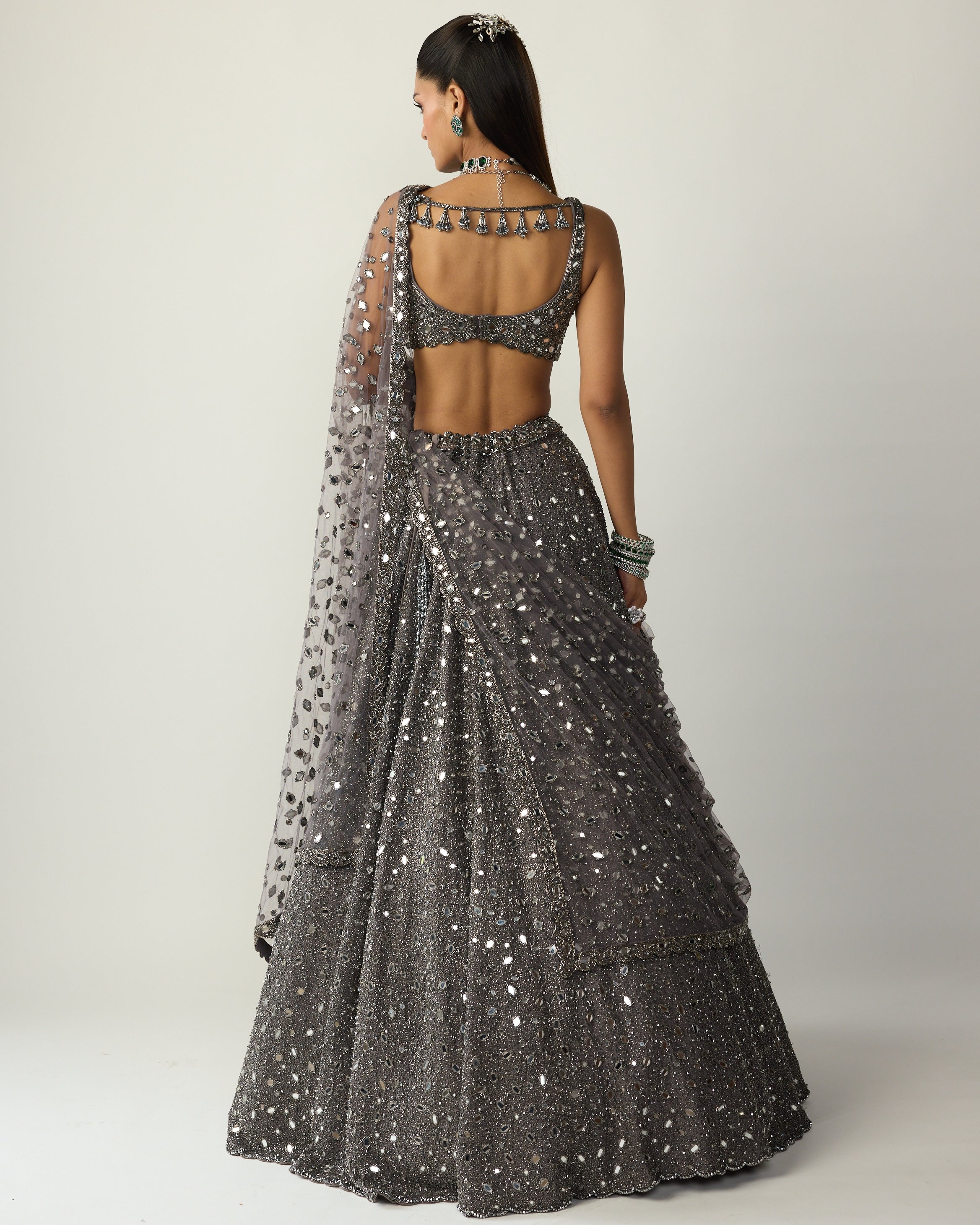 Metallic Grey Lehenga Set