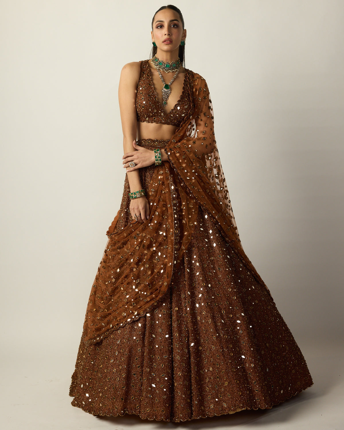 Metallic Copper Lehenga Set