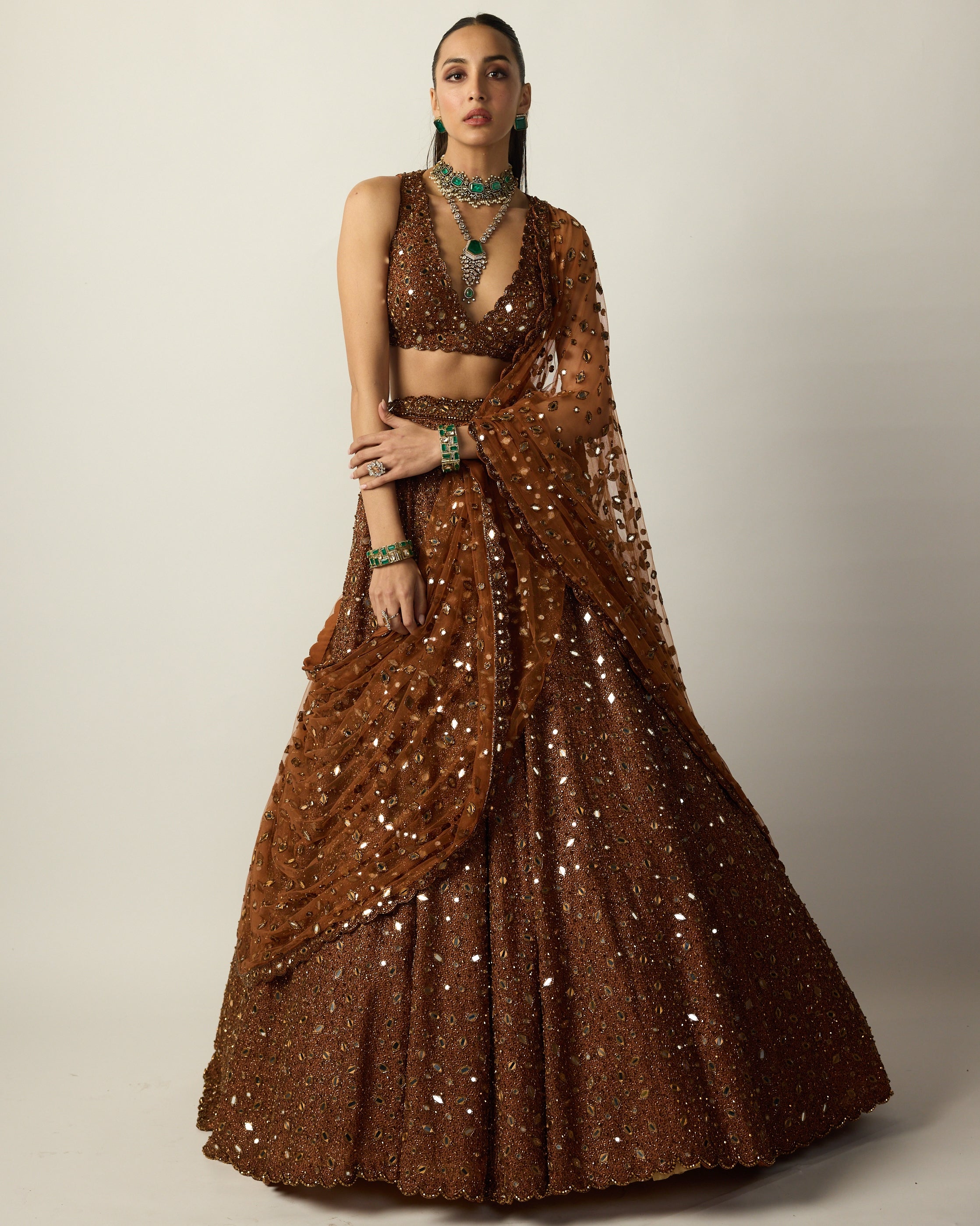 Metallic Copper Lehenga Set