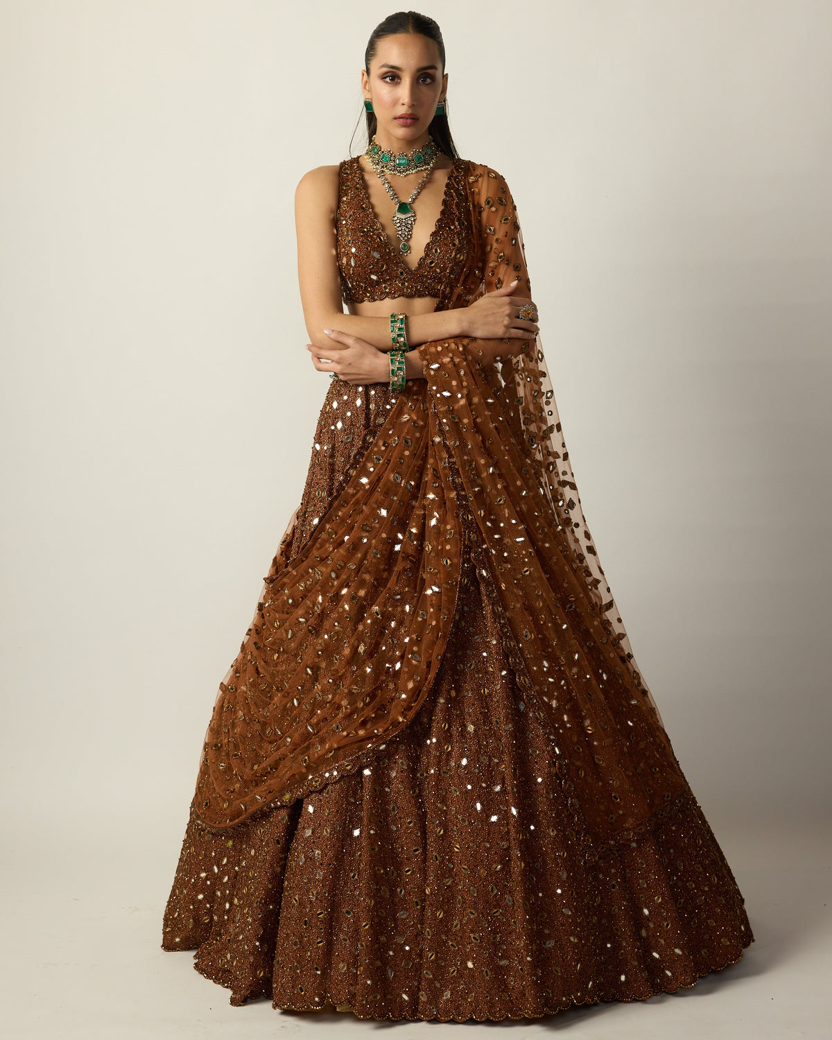 Metallic Copper Lehenga Set