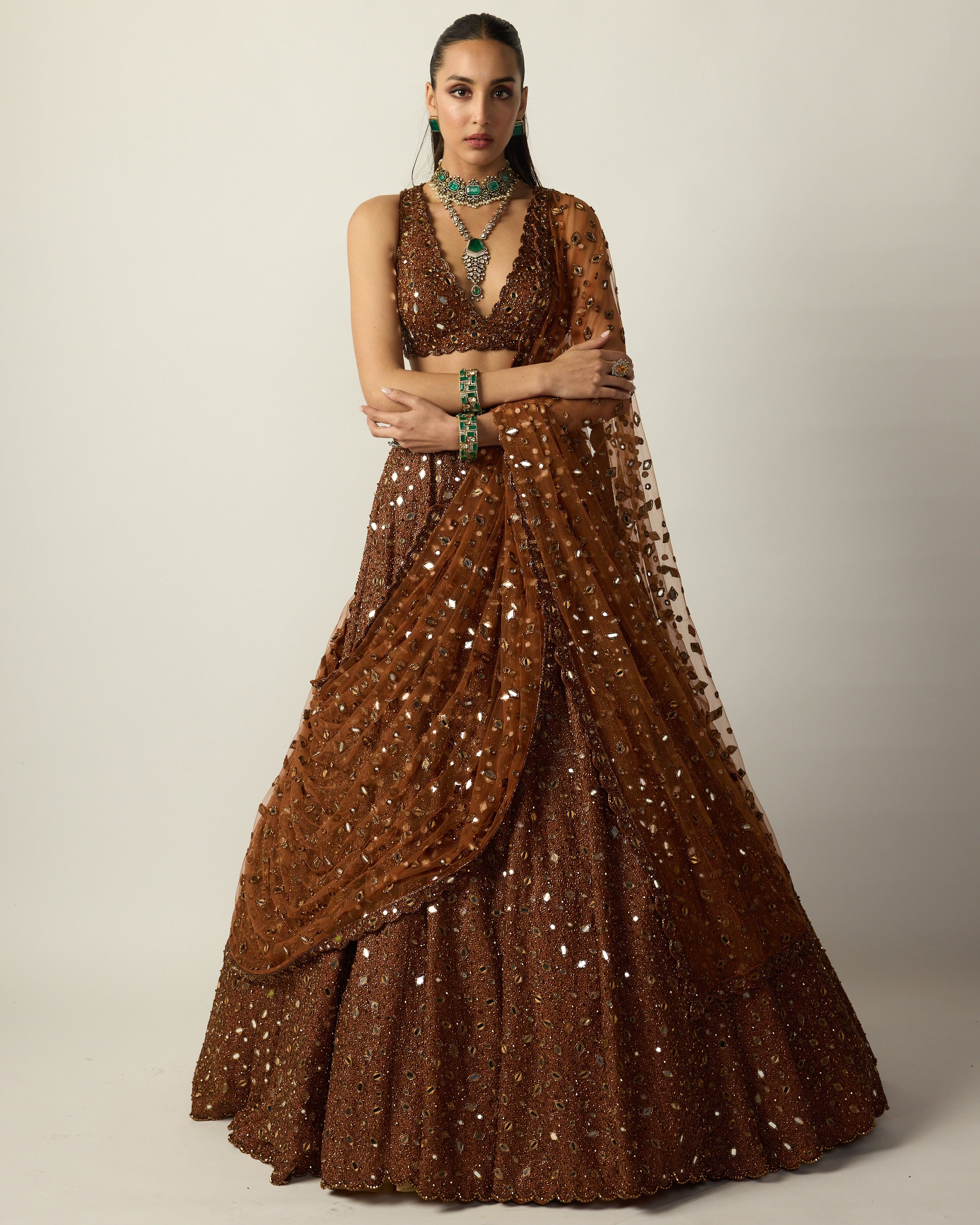 Metallic Copper Lehenga Set