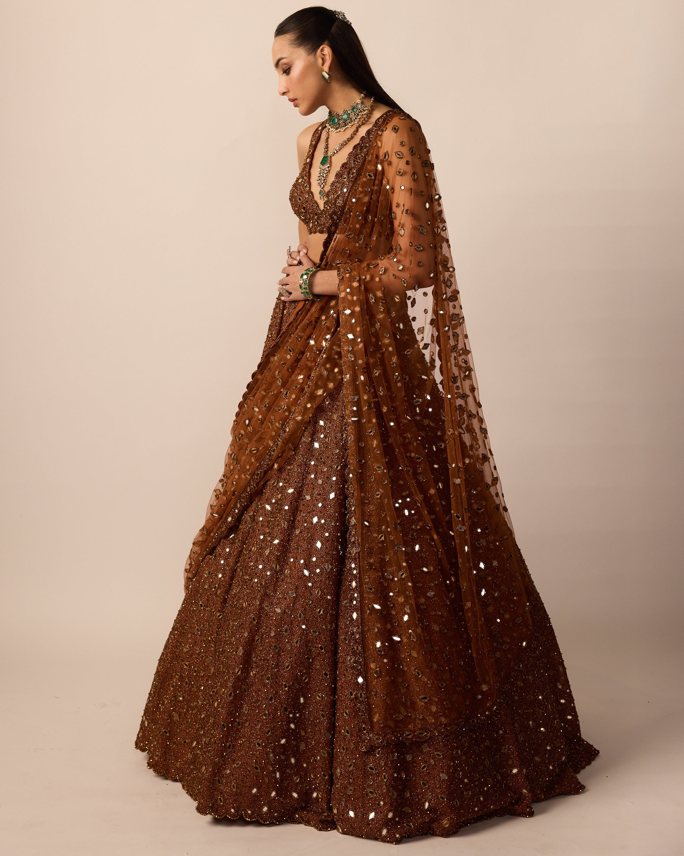 Metallic Copper Lehenga Set