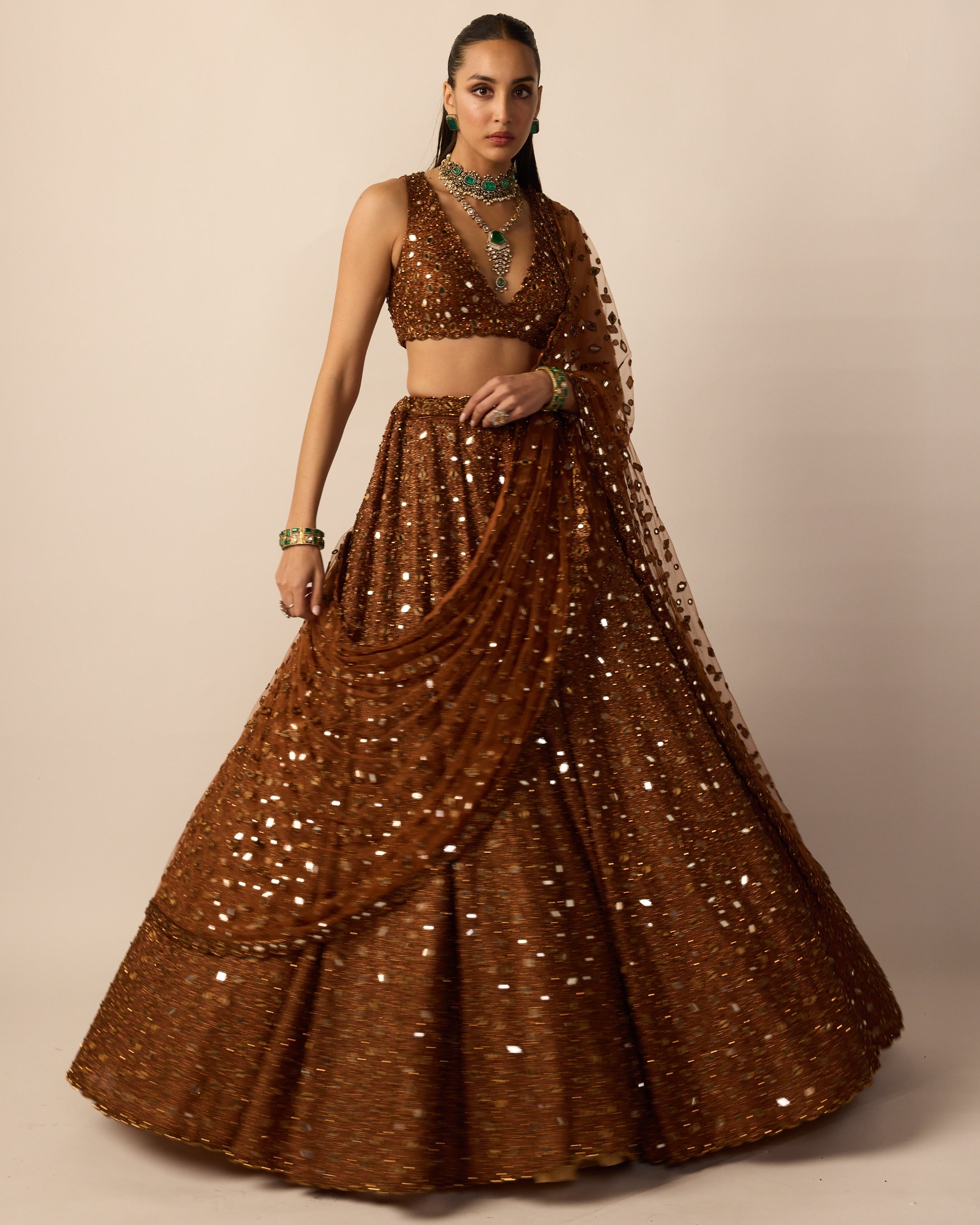 Metallic Copper Lehenga Set