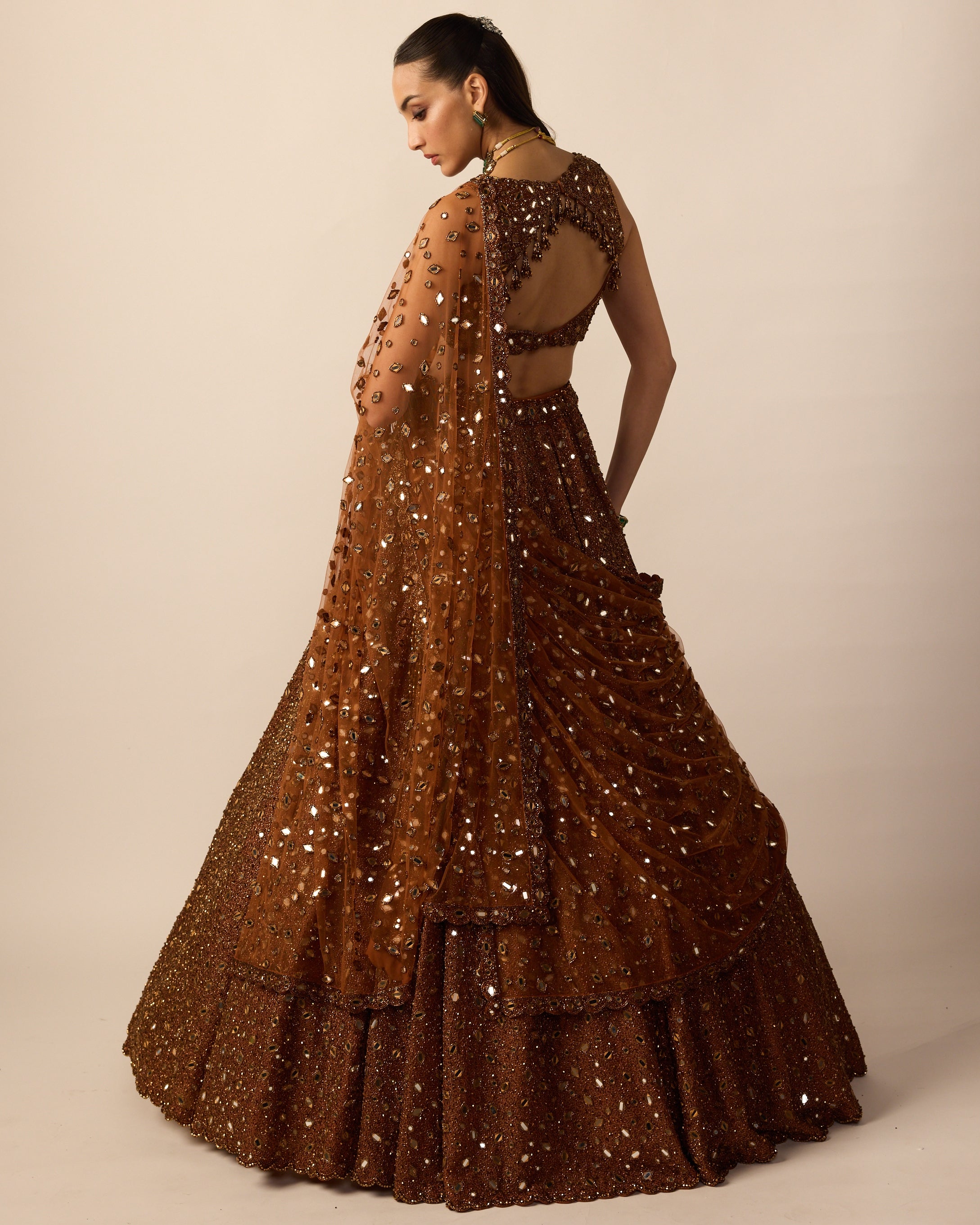 Metallic Copper Lehenga Set