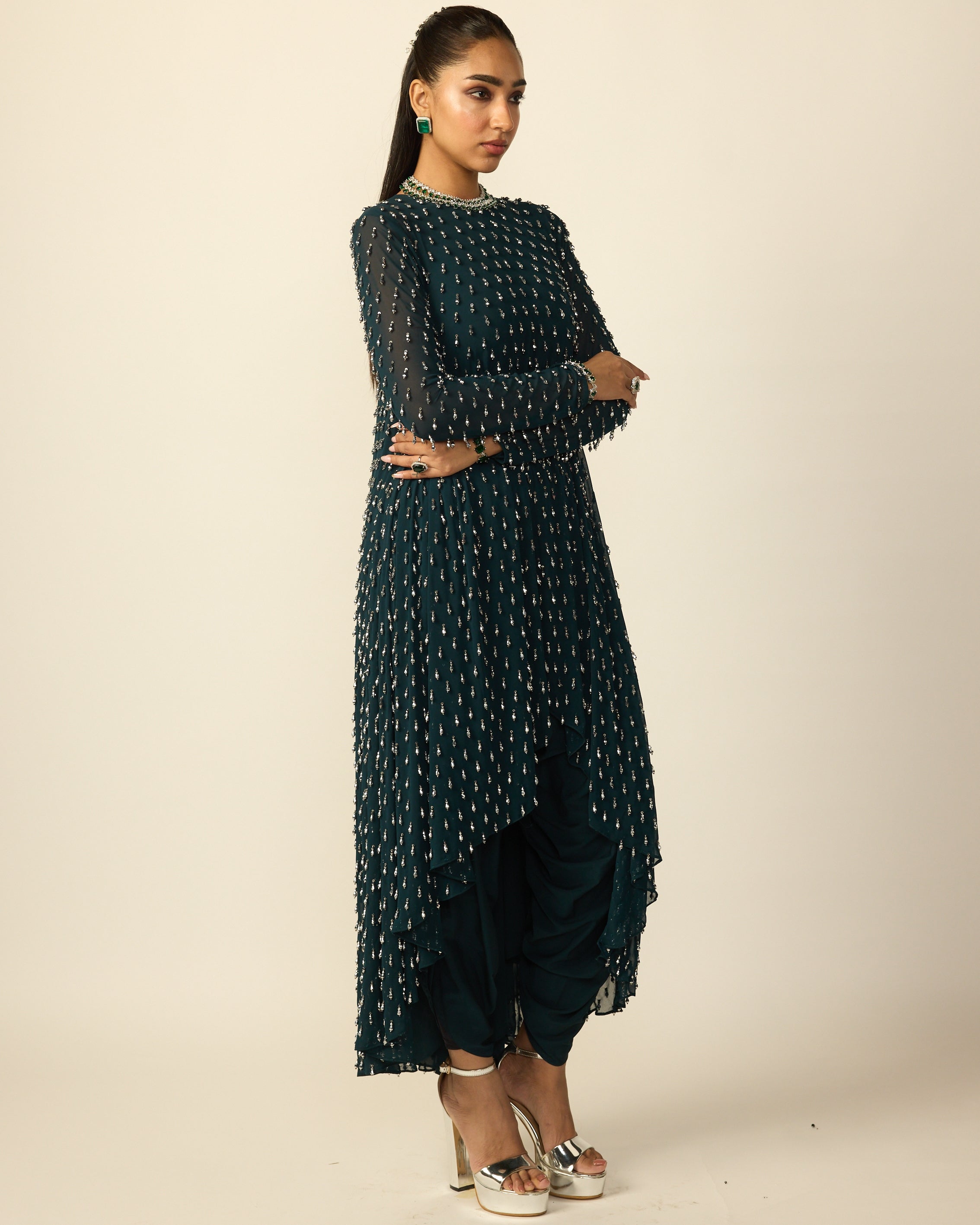 Dark Teal Drop Kurta Set