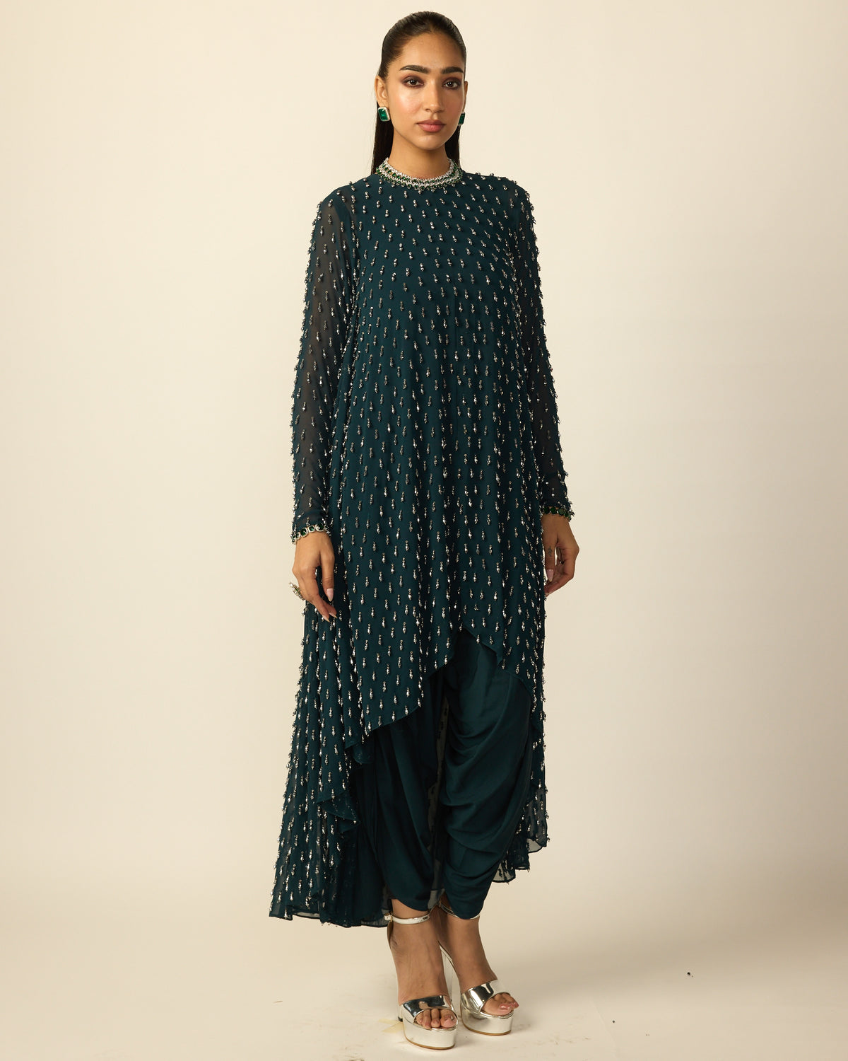 Dark Teal Drop Kurta Set