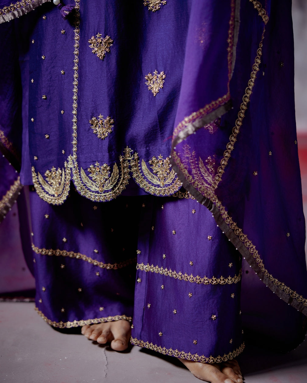 Purple Straight Kurta Set