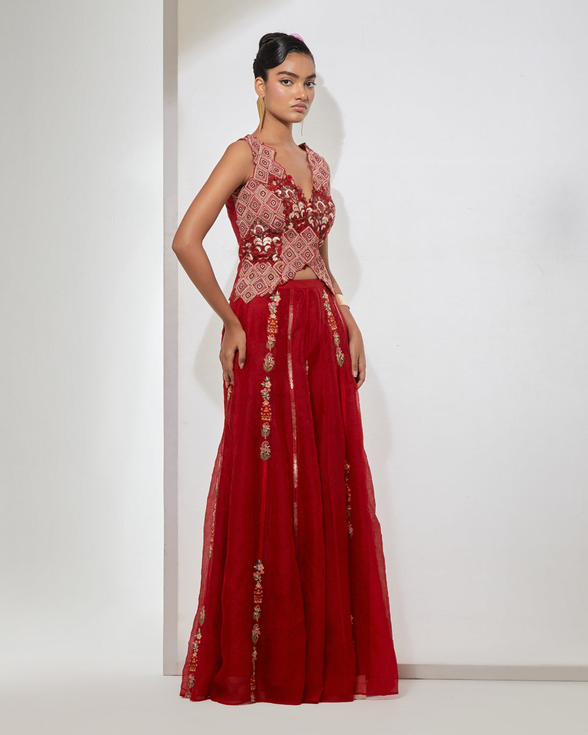 Gulab Crimson Corset & Skirt