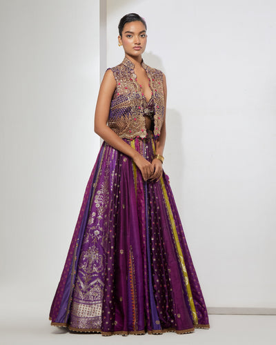 Purple Embroidered Lehenga Set