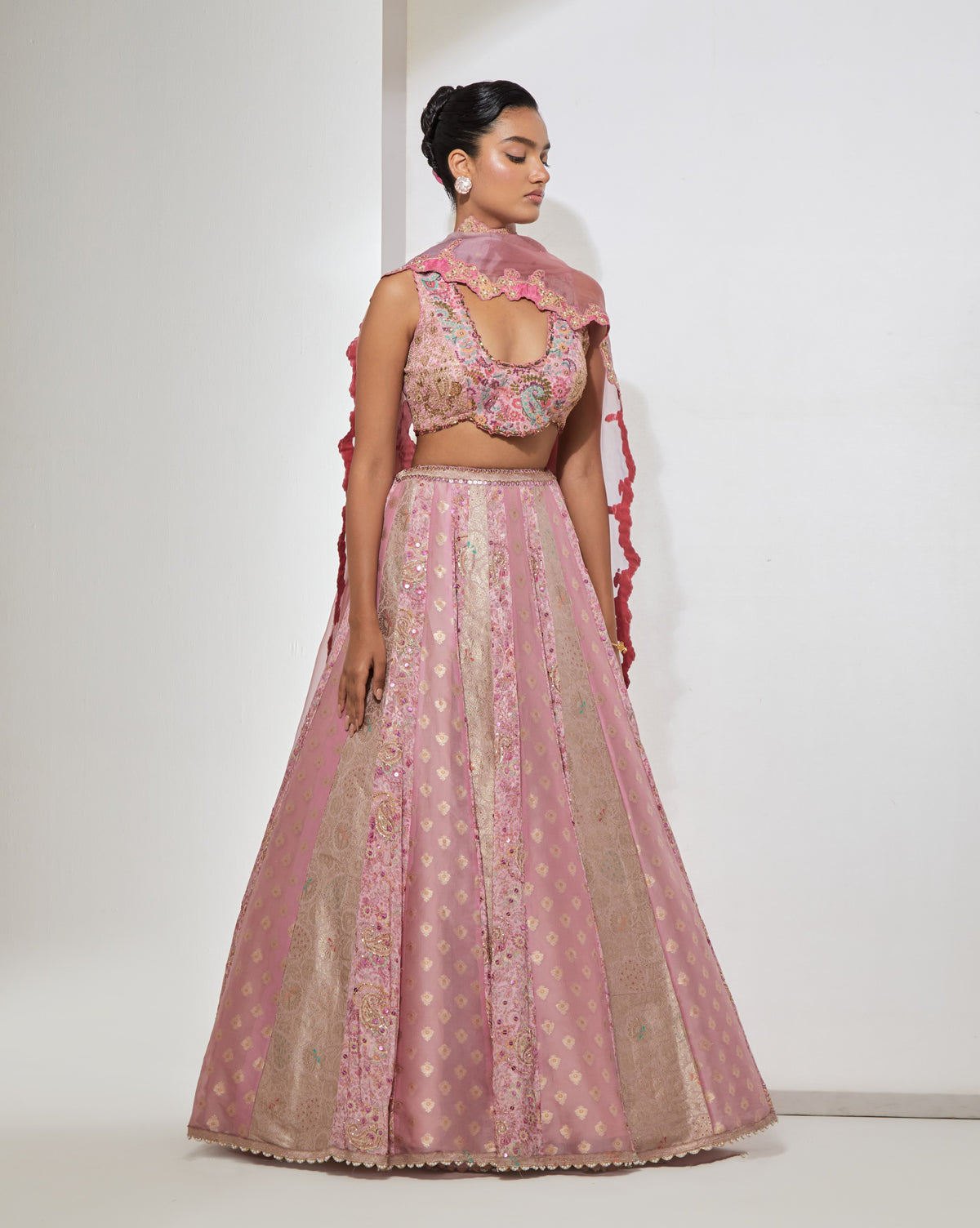 Pink Brocade Lehenga Set